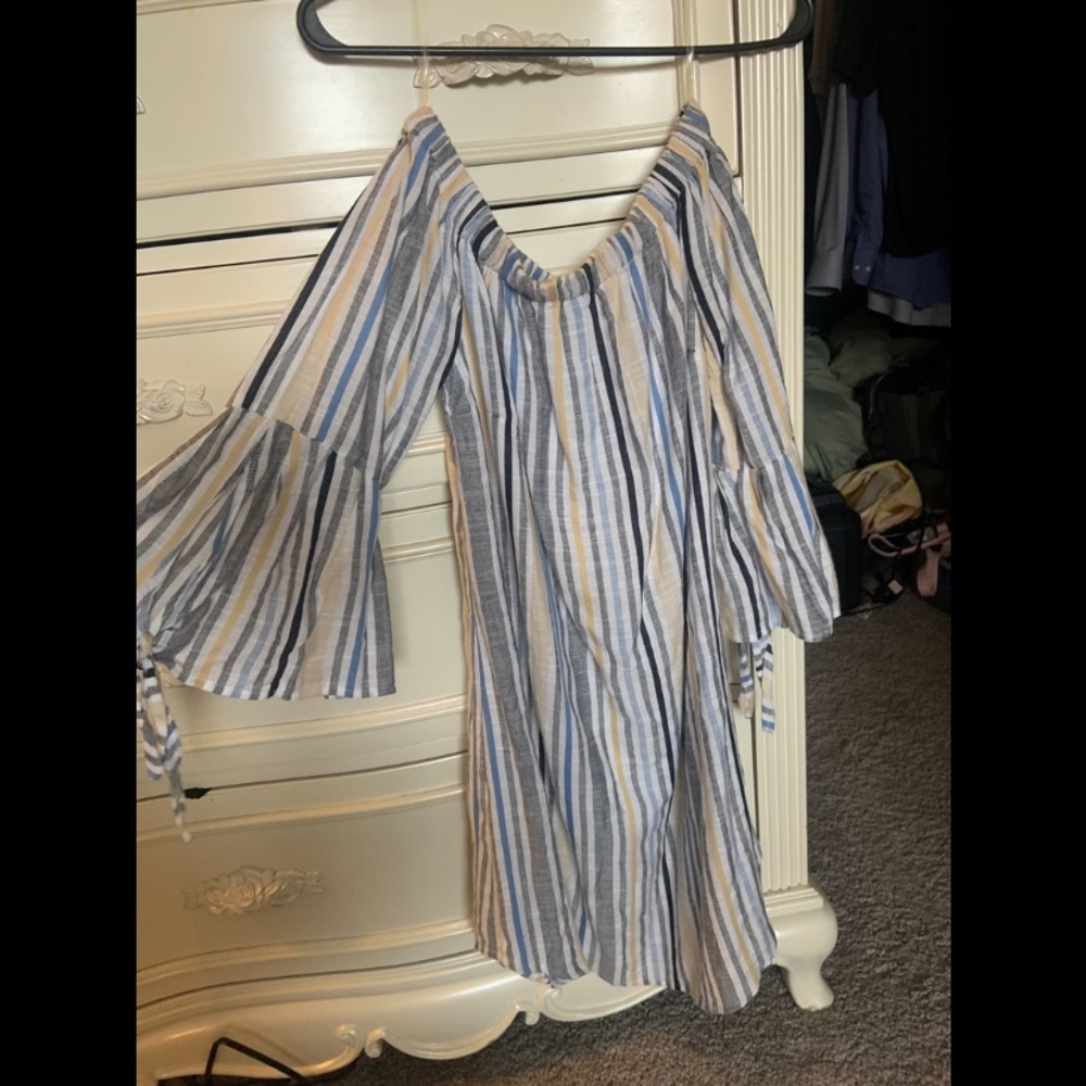 Off Shoulder Striped Dress